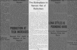 ON-Haileybury_1925(May9)_Rouyn-Hydroplanes-SudburyStar