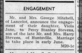 Percy Stanley Stevens engagement