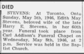 Obit Edith May Stevens