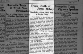 Obituary of James McKay in the 6 March 1930 Huntsville Forester