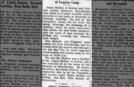 Obituary of James McKay in the 6 March 1930 Huntsville Forester