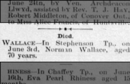 Norman Wallace- Death Notice