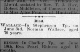 Norman Wallace- Death Notice